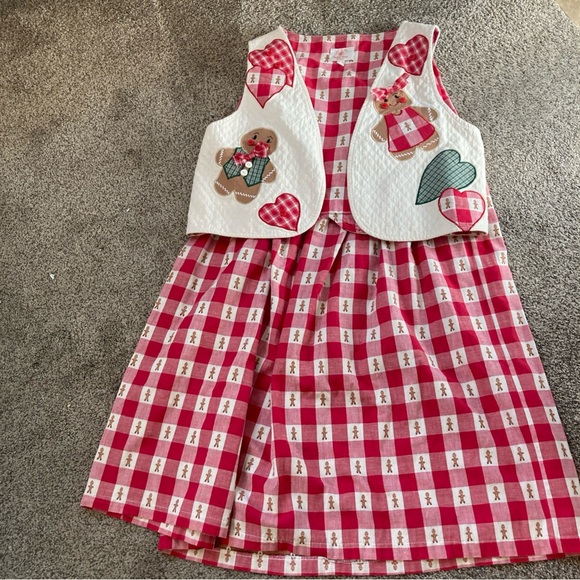 VTG Me & My Teddy Bear Skirt Set Womens S Red White Gingham Check Gingerbread - Picture 1 of 7